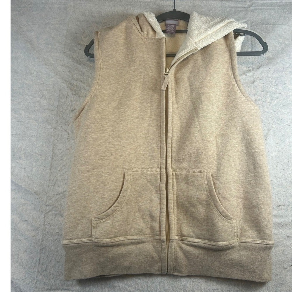 Laura Scott Womens Cozy Sherpa Lined Fleece Vest Tan Size L